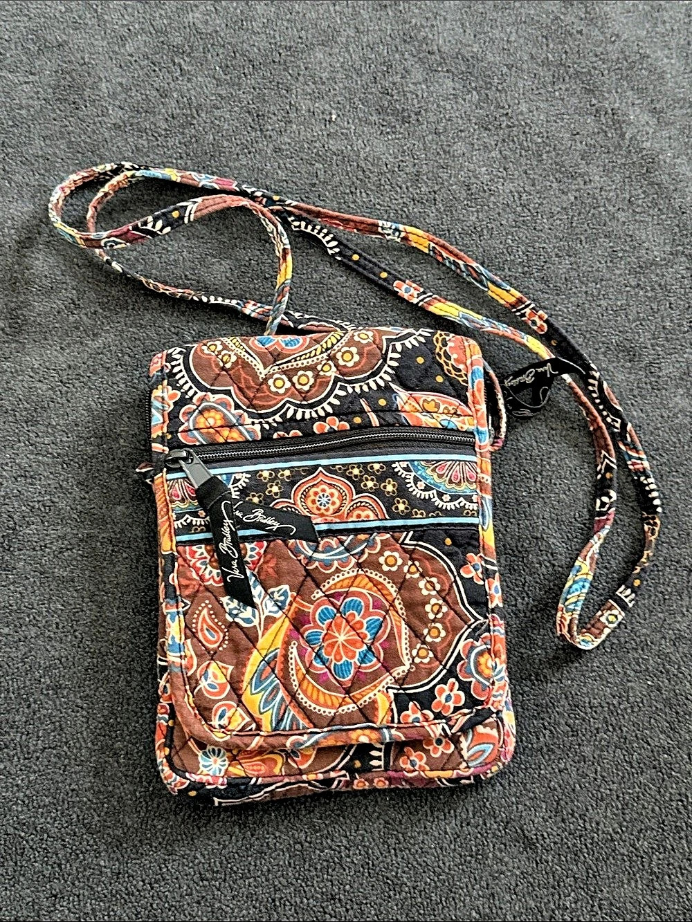 Vera Bradley Paisley Crossbody Bag in Black & Orange